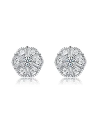 White Gold Plated Cubic Zirconia Stud Earrings