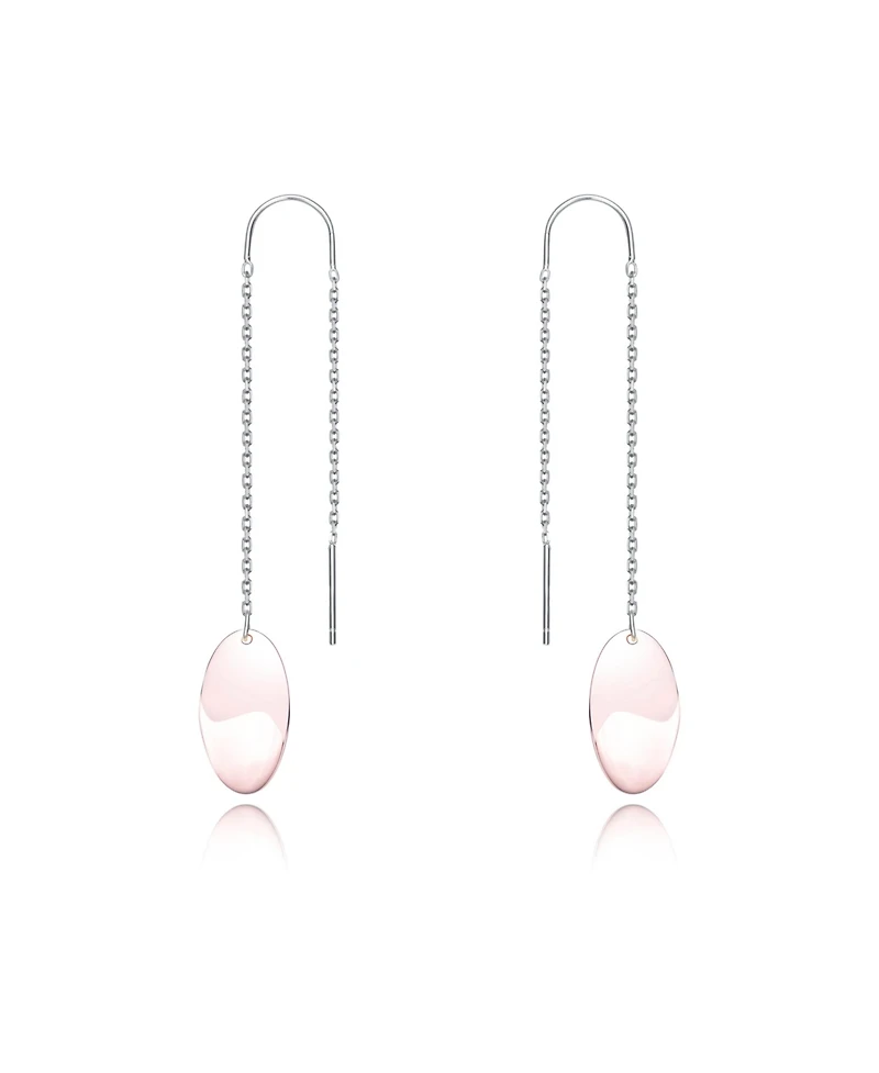 Classy Sterling Silver Oval Rose Gold Plated Metals Dangling Earrings