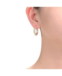 14K Gold Plated Ribbed Hoop Earrings