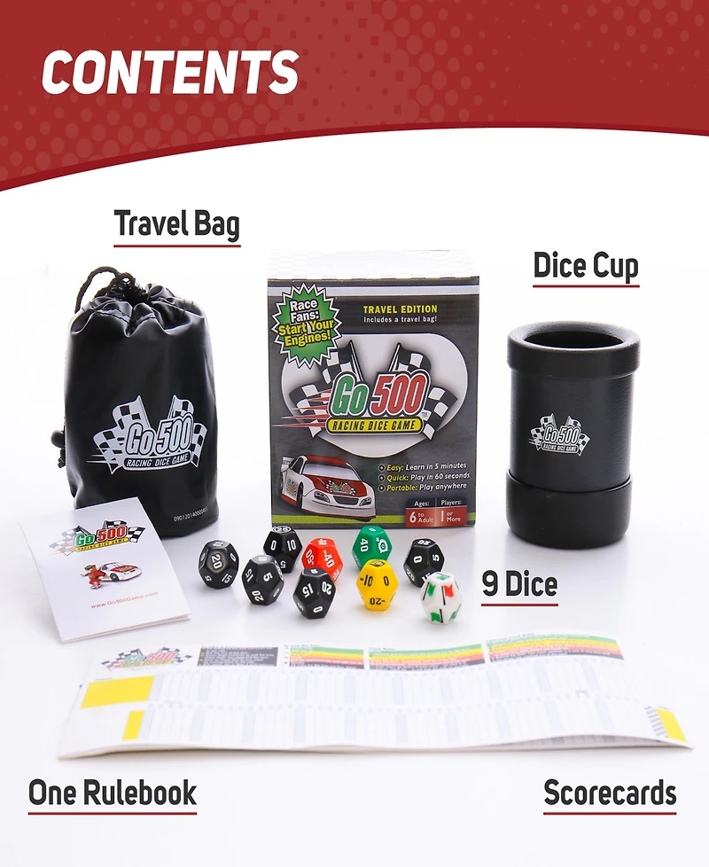 Zobmondo Go500 Racing Dice Table Game for Adults and Family Sports Fans