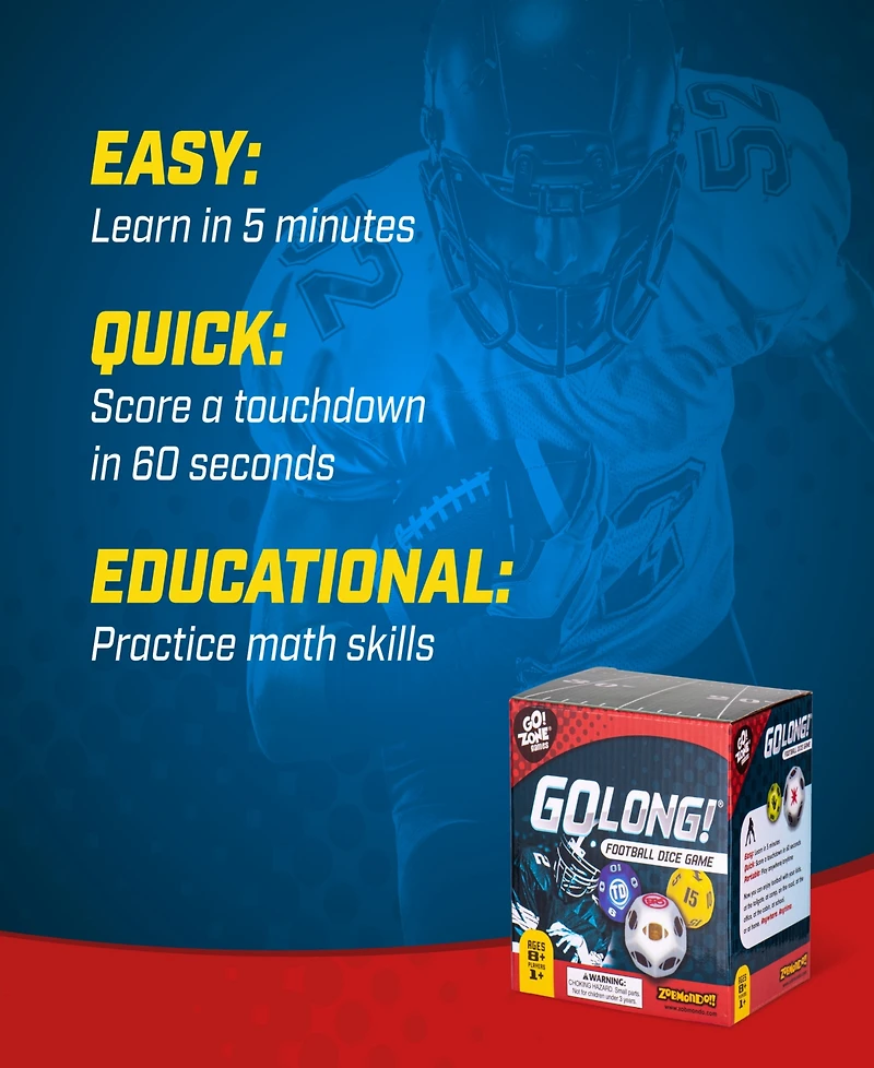 Zobmondo Golong Fun Football Math Dice Game
