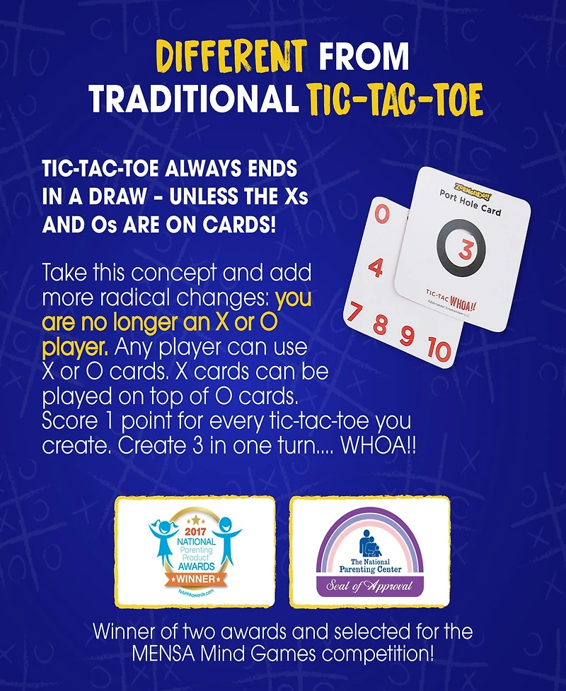 Zobmondo Tic Tac Whoa the 5-in-1 Tic Tac Toe Card Game