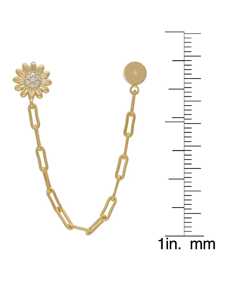 Macy's Cubic Zirconia Flower and Ball Stud Chain Dangling Earrings