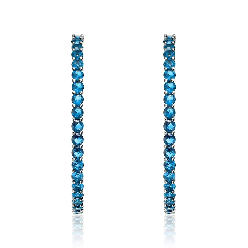 Rhodium Plated Cubic Zirconia Hoop Earrings
