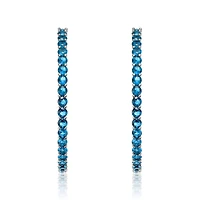 Rhodium Plated Cubic Zirconia Hoop Earrings
