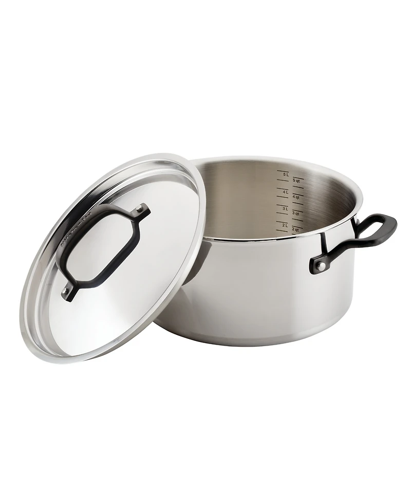 KitchenAid 5-Ply Clad Stainless Steel 6 Quart Induction Stockpot with Lid