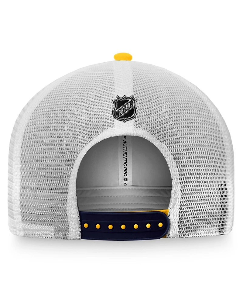 Men's Fanatics Gold, White Nashville Predators Authentic Pro Rink Trucker Snapback Hat