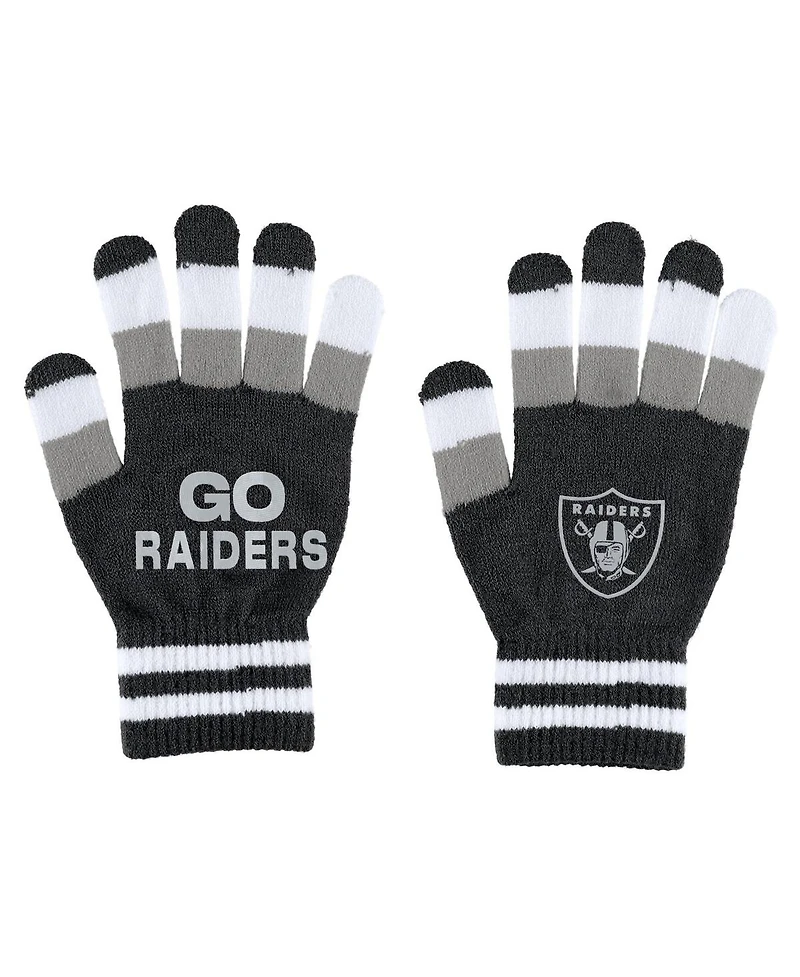 Women's Wear by Erin Andrews Las Vegas Raiders Striped Scarf and Gloves Set