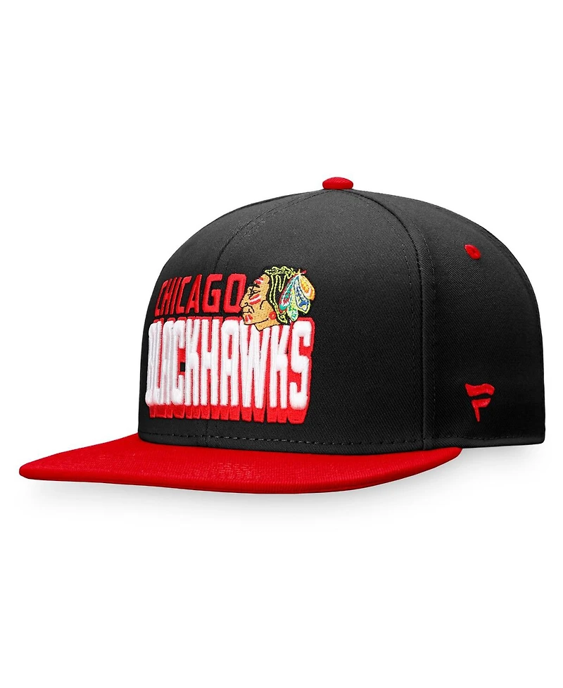 Men's Fanatics Black, Red Chicago Blackhawks Heritage Retro Two-Tone Snapback Hat