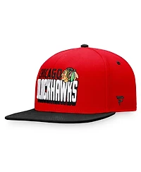 Men's Fanatics Red, Black Chicago Blackhawks Heritage Retro Two-Tone Snapback Hat