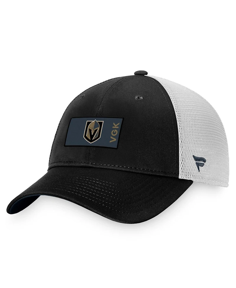 Men's Fanatics Black, White Vegas Golden Knights Authentic Pro Rink Trucker Snapback Hat