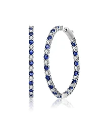Rhodium Plated Cubic Zirconia Hoop Earrings