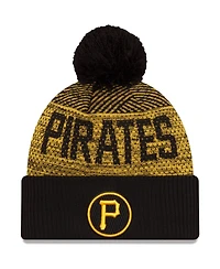 Men's New Era Black Pittsburgh Pirates Authentic Collection Sport Cuffed Knit Hat with Pom