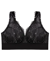 Glamorise Plus Full Figure Bramour Lexington Lace Plunge Wireless Bralette 7013