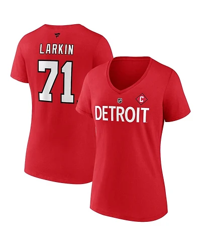 Women's Fanatics Dylan Larkin Red Detroit Wings Special Edition 2.0 Name and Number V-Neck T-shirt