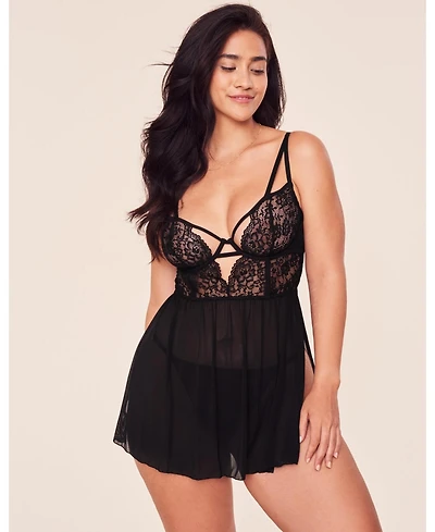 Adore Me Rae Women's Plus-Size Unlined Babydoll & G-String Set Lingerie