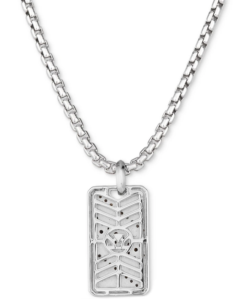 Le Vian Men's Chocolate Diamond (1/4 ct. t.w.) & Nude Diamond (1/6 ct. t.w.) Dog Tag 22" Pendant Necklace in Sterling Silver & 14k Rose Gold-Plate