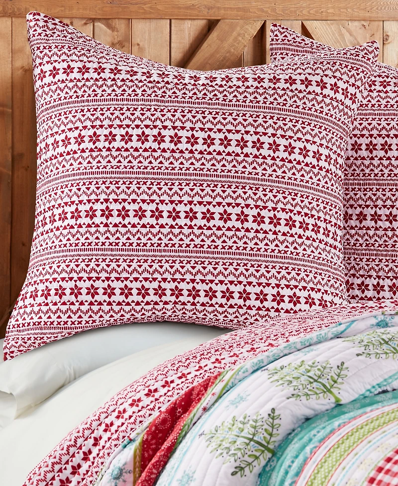 Levtex Comet & Cupid Folk Christmas 2-Pc. Sham Set, European