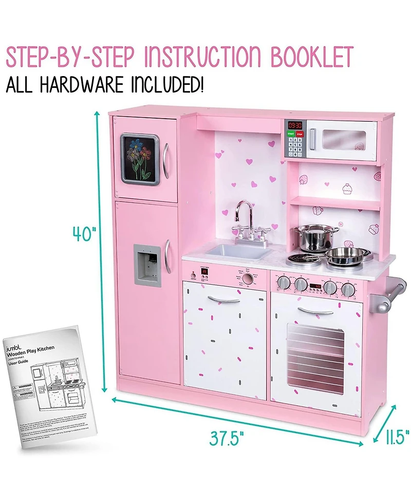 Lil' Jumbl Kitchen Set for Kids, Wooden Pretend Play Kitchen Set