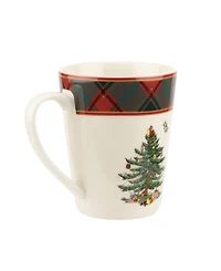Spode Christmas Tree Tartan Mugs, Set of 4