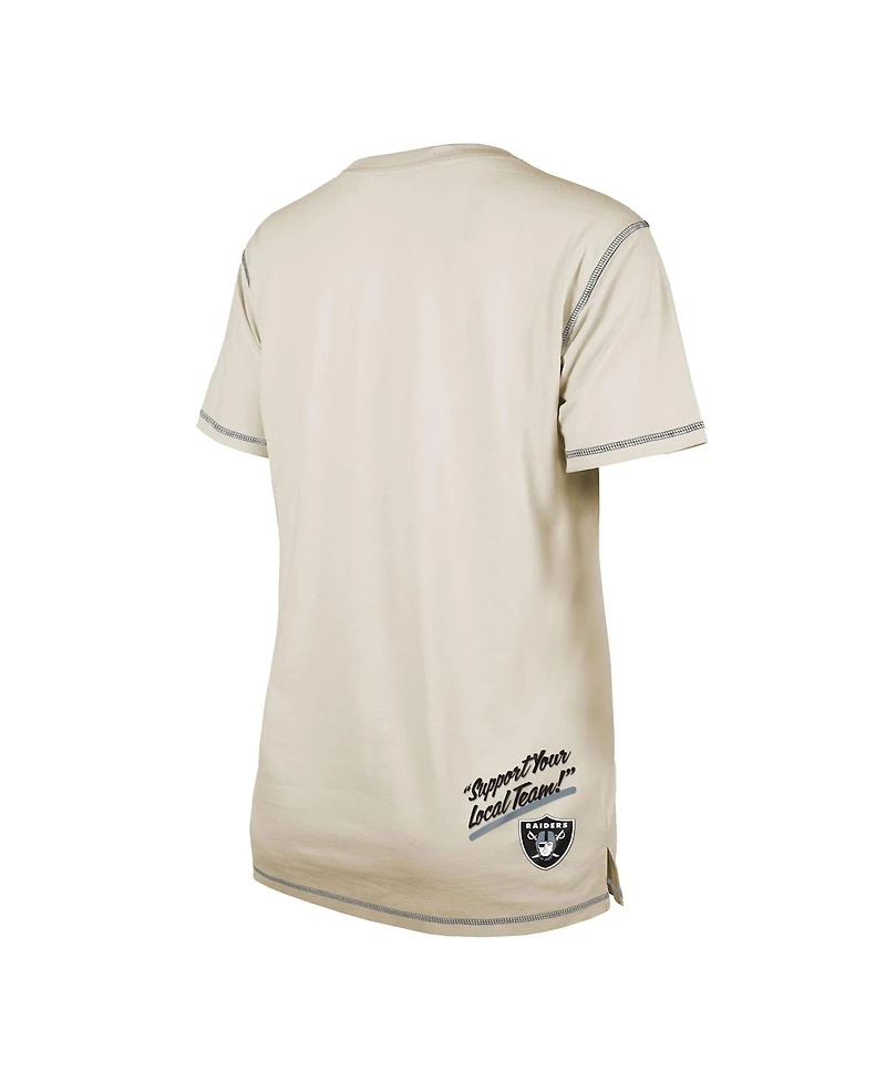 Women's New Era Cream Las Vegas Raiders Split T-shirt