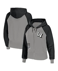 Women's Wear by Erin Andrews Gray Las Vegas Raiders Colorblock Full-Zip Hoodie