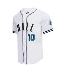 Men's Pro Standard Tyreek Hill White Miami Dolphins Mesh Baseball Button-Up T-shirt