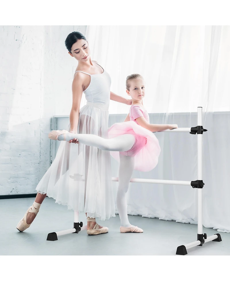 Portable Ballet Barre 4ft Freestanding Adjustable Double Dance Bar