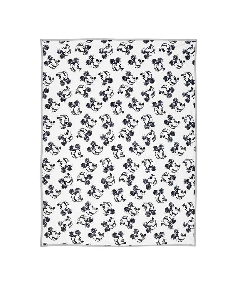 Lambs & Ivy Disney Baby Mickey Mouse Baby Blanket - Blue/White Minky/Jersey