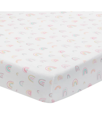 Lambs & Ivy Watercolor Pastel Rainbow 100% Cotton Baby Fitted Crib Sheet