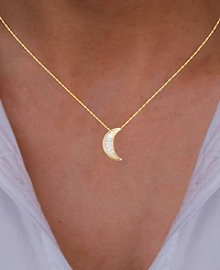 2-Pc. Set Cubic Zirconia Baguette Crescent Moon Pendant Necklace & Matching Stud Earrings in 14k Gold-Plated Sterling Silver