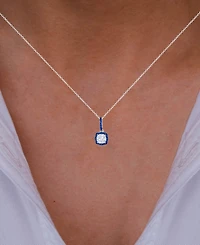 2-Pc. Set Cubic Zirconia & Lab-Grown Blue Spinel (5/8 ct. t.w.) Halo Pendant Necklace & Matching Stud Earrings