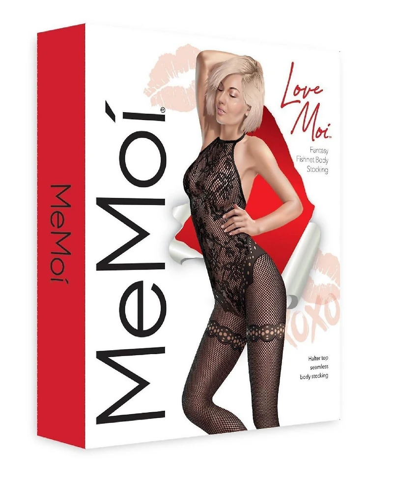 MeMoi Women's Fantasy Fishnet Halter Top Seamless Body Stocking