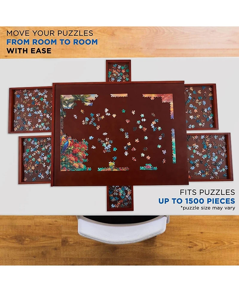 Jumbl 1500pc Puzzle Board w/Mat 27”x35” Wooden Jigsaw Puzzle Table