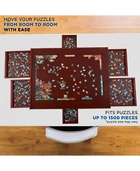 Jumbl 1500pc Puzzle Board w/Mat 27”x35” Wooden Jigsaw Puzzle Table