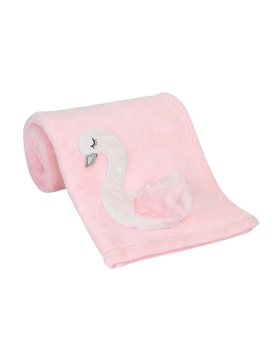Bedtime Originals Blossom Pink/White Swan Coral Fleece Baby Blanket