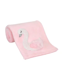 Bedtime Originals Blossom Pink/White Swan Coral Fleece Baby Blanket