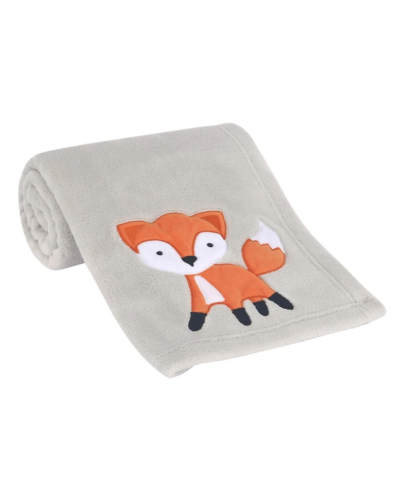 Bedtime Originals Woodland Friends Gray Fleece with Orange Fox Baby Blanket