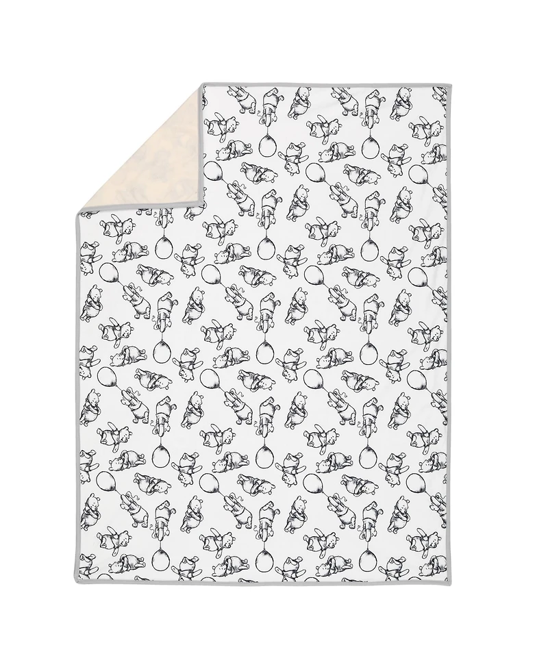 Lambs & Ivy Disney Baby Winnie The Pooh Baby Blanket - Tan/Cream Jersey/Minky