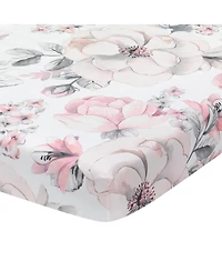 Lambs & Ivy Signature Botanical Baby Watercolor Floral Cotton Crib Sheet- White