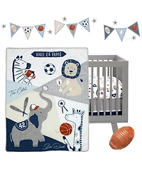 Lambs & Ivy Hall of Fame Sports Animals 5-Piece Crib Bedding Set - Gray/Blue