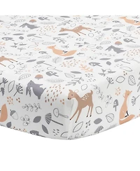 Bedtime Originals Deer Park White/Gray Woodland Animals Baby Fitted Crib Sheet