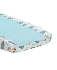 Bedtime Originals Jungle Fun Blue Coral Fleece Changing Pad Cover - Elephant/Lion