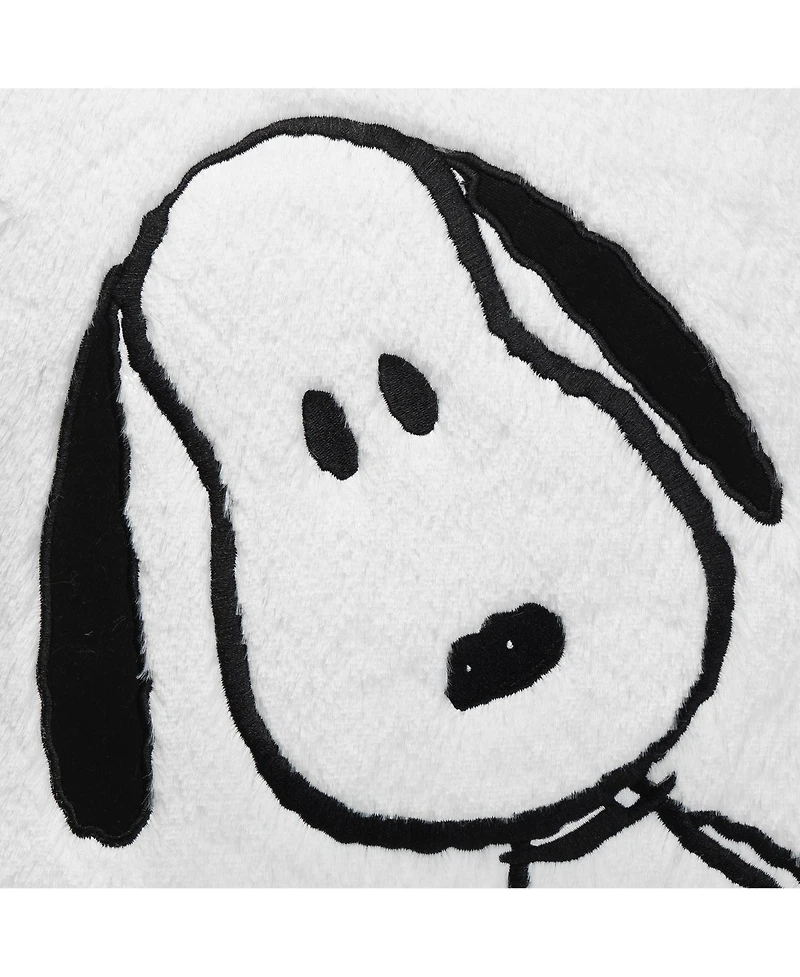 Lambs & Ivy Classic Snoopy White/Black Furry Decorative Nursery Throw Pillow