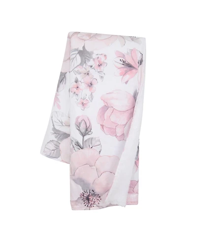 Lambs & Ivy Botanical Baby Watercolor Floral Pink Fleece Baby Blanket