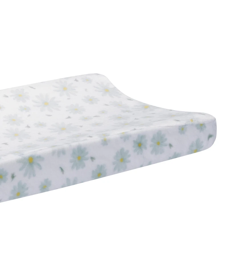 Lambs & Ivy Sweet Daisy White/Blue Flowers Changing Pad Cover