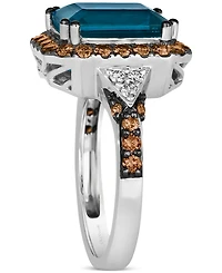 Le Vian Couture Deep Sea Blue Topaz (5 ct. t.w.), Chocolate Diamonds (3/4 ct. t.w.) & Nude Diamonds (1/10 ct. t.w.) Square Halo Ring in Platinum