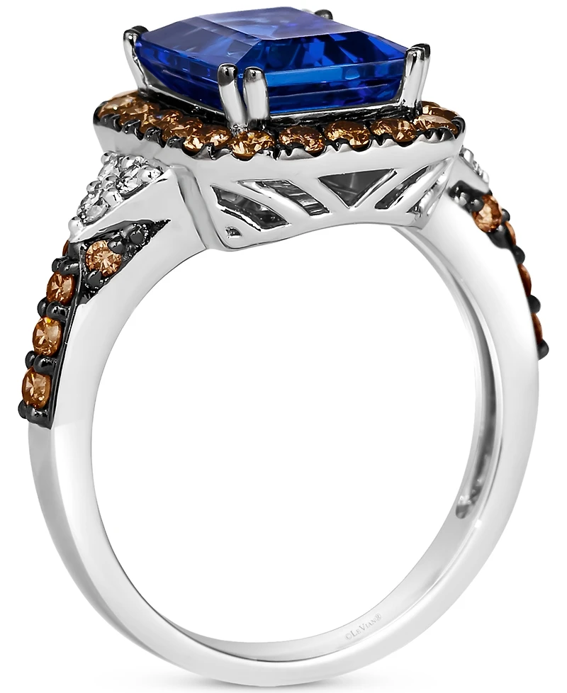 Le Vian Couture Blueberry Tanzanite (3 ct. t.w.), Chocolate Diamonds (5/8 ct. t.w.) & Nude Diamonds (1/10 ct. t.w.) Square Halo Ring in Platinum