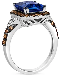 Le Vian Couture Blueberry Tanzanite (3 ct. t.w.), Chocolate Diamonds (5/8 ct. t.w.) & Nude Diamonds (1/10 ct. t.w.) Square Halo Ring in Platinum