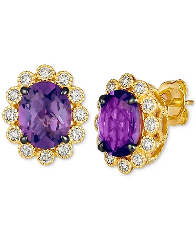 Le Vian Grape Amethyst (3-5/8 ct. t.w.) & Nude Diamonds (1/2 ct. t.w.) Oval Halo Stud Earrings in 14k Gold